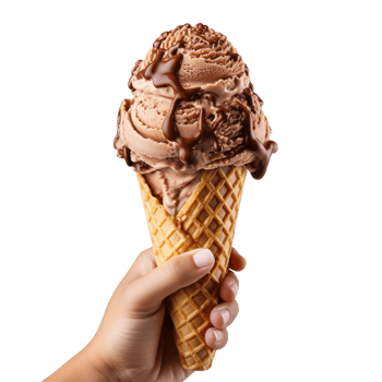 hand holding chocolate ice cream cone isolated on transparent background png