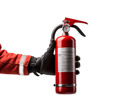Holding a fire extinguisher isolated on transparent background png