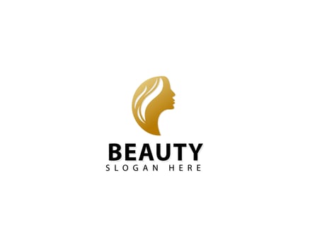 Beautiful woman face logo. Hair, spa and aesthetics business concept. Modern, elegant, luxury style. illustration vector