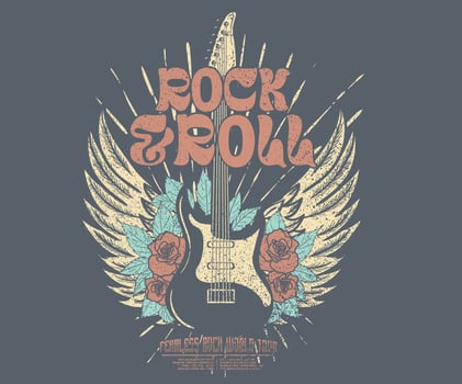 Bird wing with rose flower vintage artwork for apparel, stickers, posters, background and others. Rock star vintage artwork. Eagle music poster design. vector