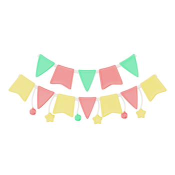 3D Birthday Garland Decoration Illustration for uiux, web, app, infographic, etc png