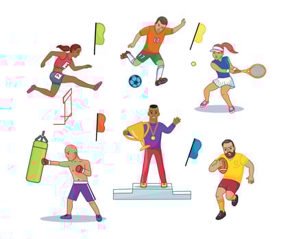 Competitive olympic sports illustration cliparts set collection vector
