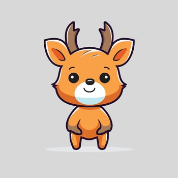 cute deer cartoon character illustration vector
