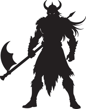 viking with a sword illustration black and white vector