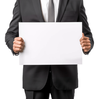 Businessman Holding Placard Isolated on Transparent Background png