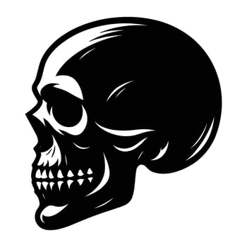 Black and white human skull silhouette illustration isolated on white background vector