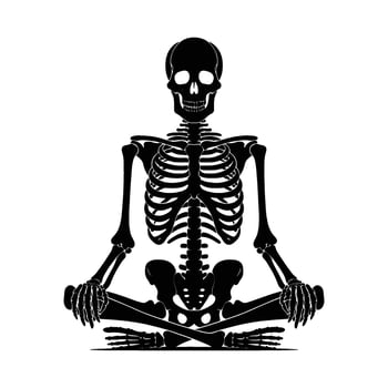Black and white human skeleton silhouette illustration isolated on white background vector