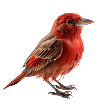 Summer tanager bird . Summer tanager with red feathers isolated png