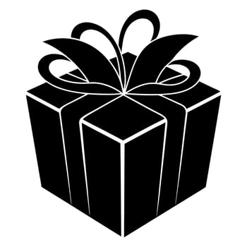 Gift box black silhouette illustration vector