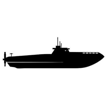 Submarine black silhouette illustration vector