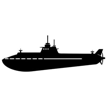 Submarine black silhouette illustration vector