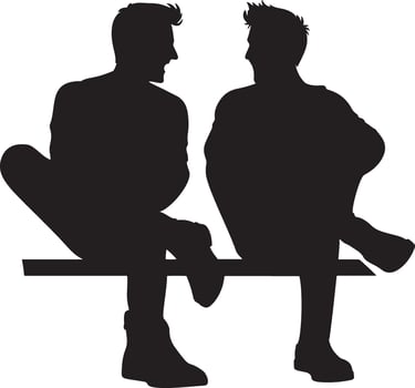 Silhouette illustration of friends sitting together and laughing for International Friendship Day. vector