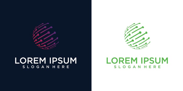 Creative global technology logo design with modern concept , digital logo , premium vector