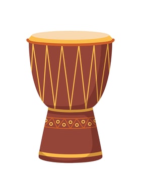 African djembe drum isolated on white background. Ethnic, traditional musical instrument. . vector