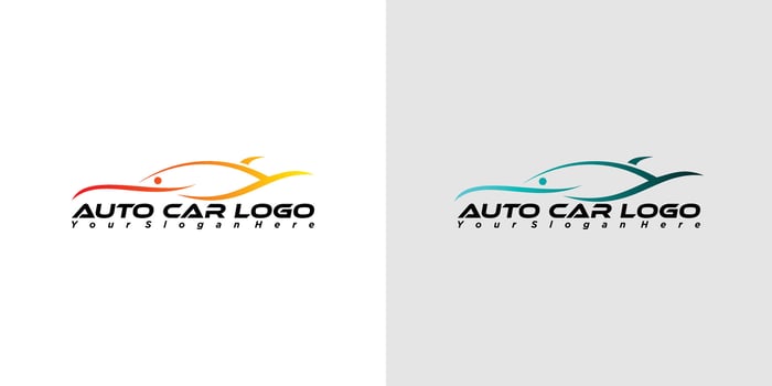 Auto Car Logo Design with Concept Sports Vehicle Silhouette Stock premium vector