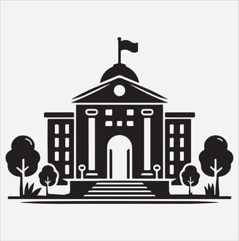 a university silhouette illustration on White Background vector