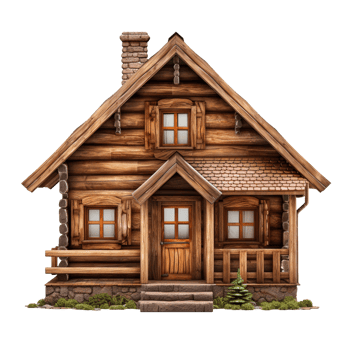 rustic wooden house isolated on transparent background png