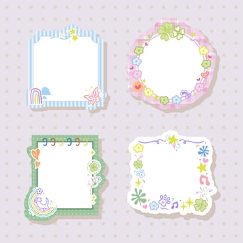 cute and adorable colorful memo frame design for bullet journal vector