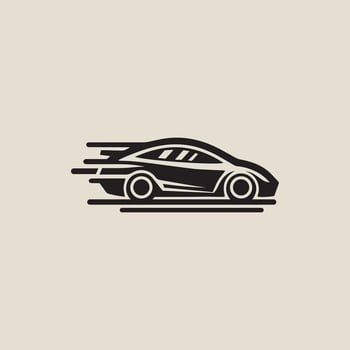Side view of a stylized high-speed sports or racecar in a minimalist design with dynamic lines, Sports car icon , racecar silhouette illustration vector