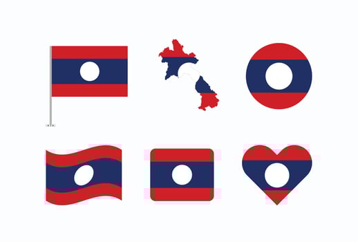 Laos flag. Set of Laos Flags Collection. vector
