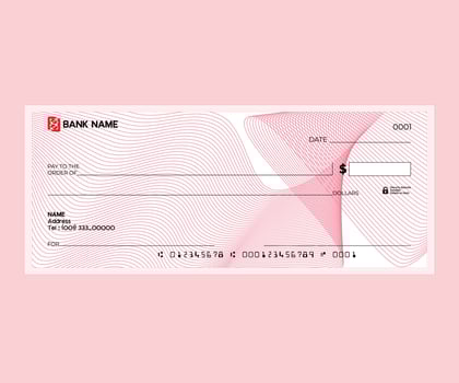 Blank check, bank cheque design, Elegant guilloche pattern for certificate or banknote vector
