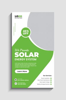 Solar Energy social media story or web banner template vector