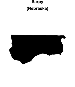 Sarpy County, Nebraska blank outline map vector