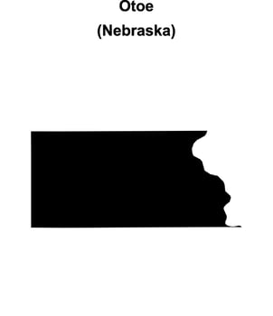 Otoe County, Nebraska blank outline map vector
