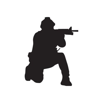 Military Gun Man Shooter Assault Rifle Sniper Silhouette Illustration vector