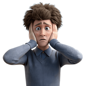 a young man Teenage age, dirty, untidy, upset, covers his ears with his hands png