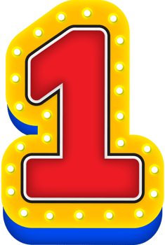 3D Cinema light Alphabet Letter Number 1 png