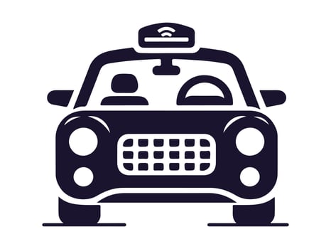 a black and white image of a car with a driver. car logo vector