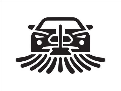 car cleaning icon, black and white illustration vector