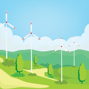 Wind Power Plant illustration. renewable energy design concept vector
