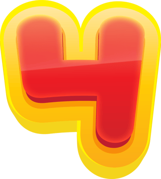 Comic 3D Number 4 png