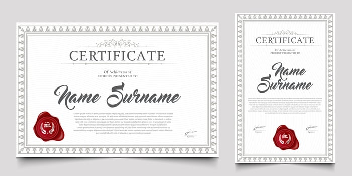 Certificate design with a vintage or retro theme. cherished element of companies, schools, events. vector