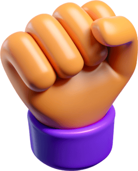 3D fist hand gesture for power and solidarity, cut out - stock 3d. png