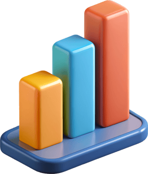 3D colorful bar chart for data visualization, cut out - stock 3d. png