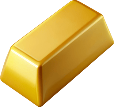 3D yellow gold bar for wealth and investment, cut out - stock 3d. png