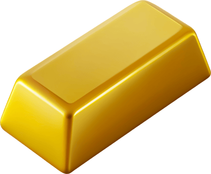Gold bar illustration, cut out - stock 3d. png