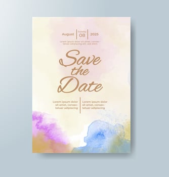 Wedding invitation with abstract watercolor background vector