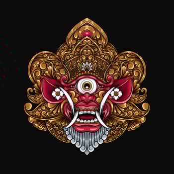 Illustration of a traditional Balinese barong mask vector