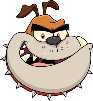 Smiling Bulldog Face Cartoon Character With Spiked Collar vector