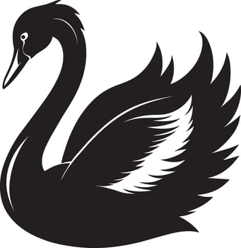 Black silhouette swan Illustration Art Victor vector