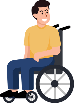 A man in a wheelchair is smiling png