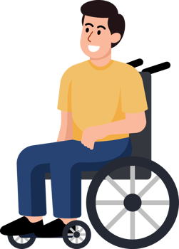 A man in a wheelchair is smiling png