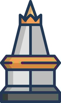 Tugu Jogja linear color illustration vector