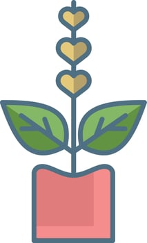 Tulsi plant linear color illustration vector