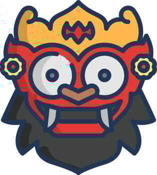 Barong Mask linear color illustration vector