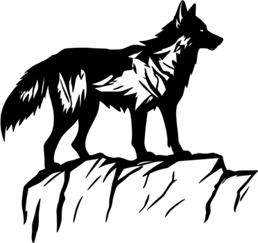 Striking black wolf stencil captures wild essence. AI-generated. png